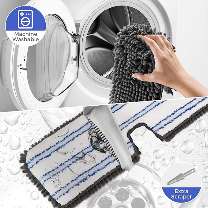MASTERTOP Microfiber Dust MopDouble-Sided Flat Mops for Hardwood Floors with 4 Reusable Mop Pads Floor Mops with Stainless Steel Handle and Extension Cleaner for Hardwood Vinyl Laminate Tile