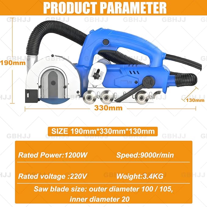 Electric Tile Gaps Crevice Cleaning Machine Slotting Tool 1200W Household Tile Joint Cleaner Machine 9000r/min for Cleaning Grout Between Tiles Floor Regrouting Tool