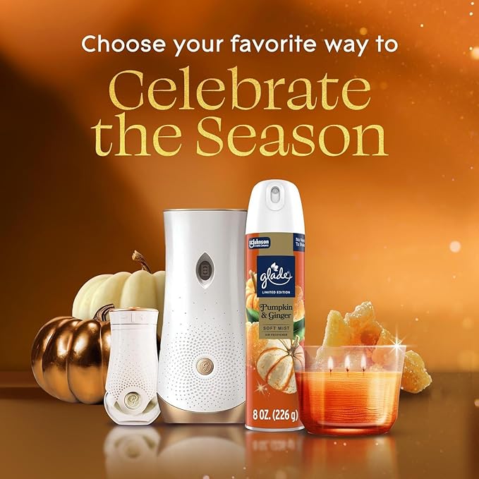 Glade Automatic Spray Refill 6 Pack Pumpkin &amp Ginger Scent Home Fragrance Refill Can 6.2 oz