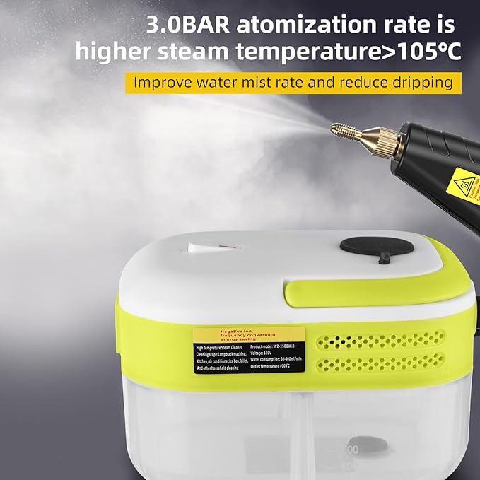 1200W Portable Handheld Steam Cleaner High Temperature Pressure Steam 105 221 for Kitchen Bathroom Furniture Car (US plug)