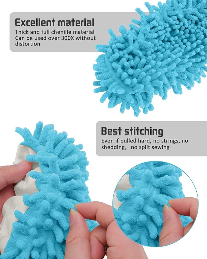 8 Pcs Mop Slippers Socks Floor CleaningMicrofiber Shoe Covers dust Washable Reusable for Woman Man House Kitchen (Blue)