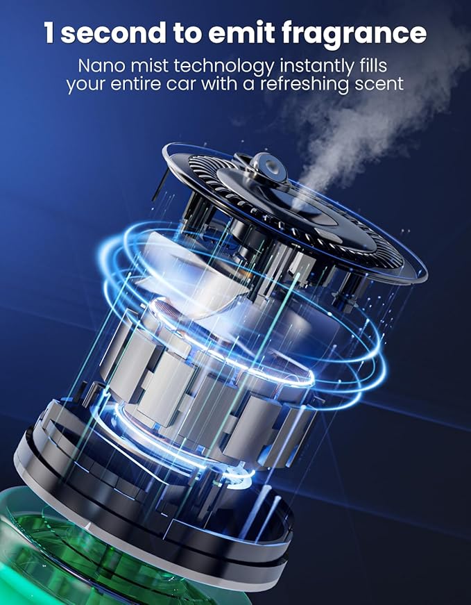 Smart Car Air Freshener Car Diffuser With Star Light &amp 120ml Perfume 4 Scent Modes Auto On/Off Rechargeable Long Lasting Car Air Freshener for Cars Homes Offices Bedrooms-Cologne