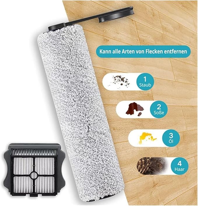 Roller Brush and Vacuum Cleaner Filter Compatible with Tineco Floor One S5 Cordless Wet and Dry Vacuum Cleaner
