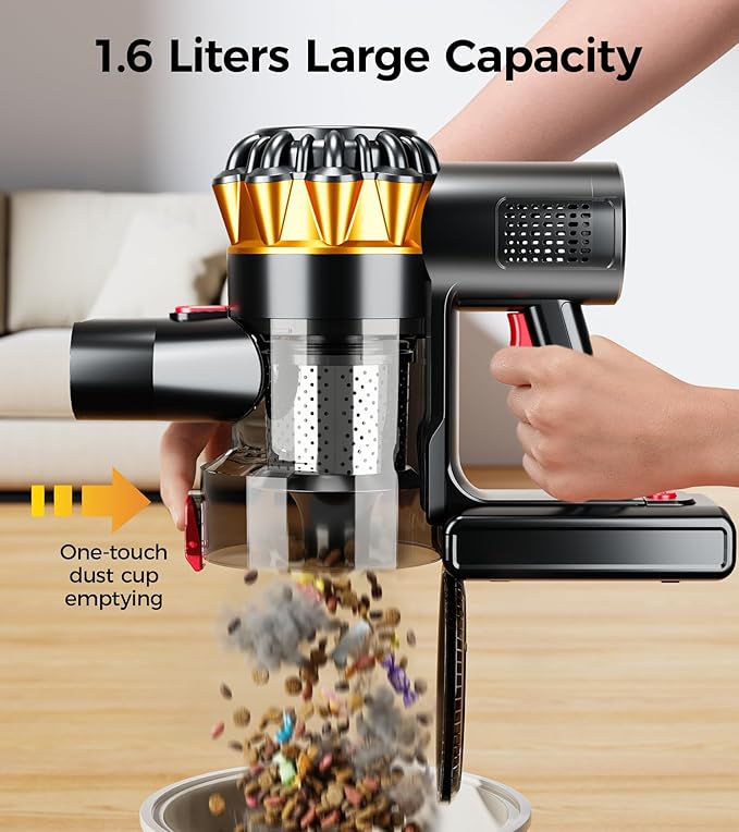 Cordless Vacuum Cleaner 550W 45KPA 65Mins Vacuum Cleaners for Home Stick Vacuum with Self-StandingTouch Screen Anti-Tangle Brush 8-in-1 Lightweight Wireless Vacuum for Pet Hair Carpet Hard Floors