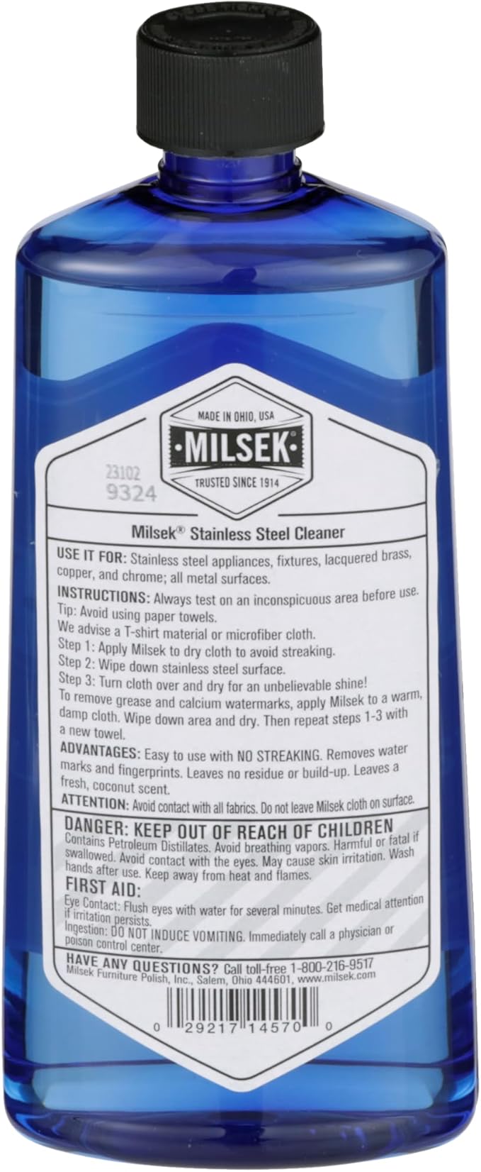 Milsek Stainless Steel Cleaner - Multipurpose Cleaning Supplies for Home and Kitchen Appliances Sink Stovetop Dishwasher Microwaves and Refrigerators - 12 Fl Oz (Pack of 4)
