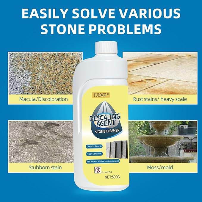500ml Heavy-Duty Marble &amp Granite Cleaner –Yellowing &amp Limescale Remover for Tile Concrete &amp Natural Stone – Restores Shine for Bathroom Kitchen Patio &amp Outdoor Stone Surfaces