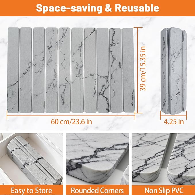 Dish Drying Mats Large 24x16 Inch Diatomaceous Earth Drying Mat / Fast-AbsorbingNon-Slip Stone Drying Mat For Kitchen Counter / Eco-Friendly for Dishes (Gray Marble)