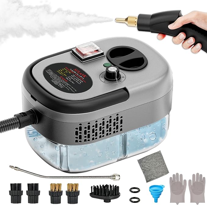 2500W Handheld Steam CleanerPortable Car Steamer For Auto DetailingHigh-Temperature and Pressure Steam Cleaner For Home Steam Cleaning Machine for FurnitureKitchenGroutFloorTile (Gray)