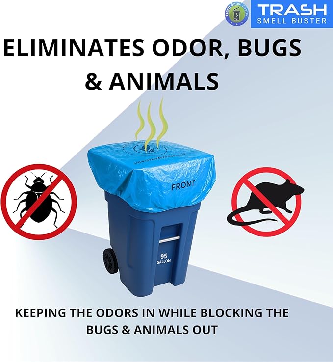 Trash Can Smell Eliminator Cover Odor Eliminating Bag Lemon Scented Durable Chemical Free 95 Gallon 3 Pack