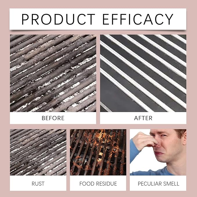 Grill Cleaning Spray Fast-Acting Degreaser For Outdoor Grills Removes Grease &amp Residue Easy To Use Rust Prevention(2PCS)