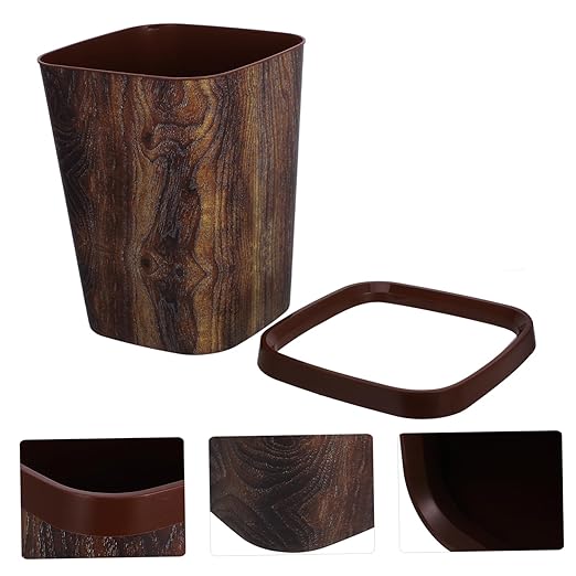 Imitation Grain Garbage Can Wastebasket for Bathroom Office Stylish and Space-Saving Household Trash Holder