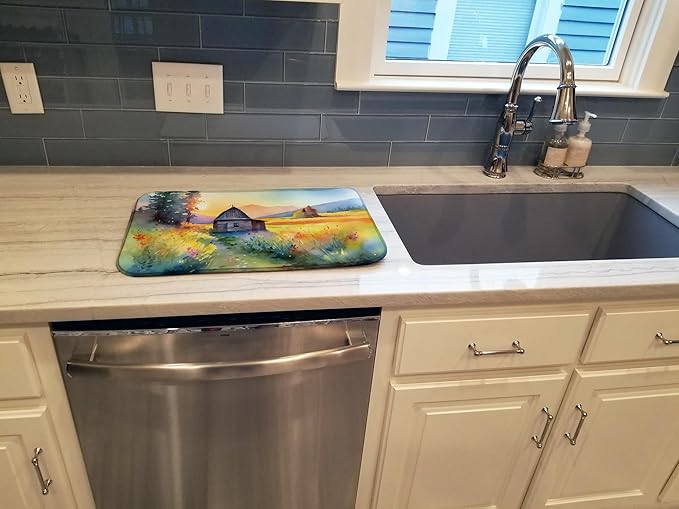Caroline's Treasures DAC1679DDM Montana Bitterroot in Watercolor Dish Drying Mat Absorbent Dish Drying Mat Pad for Kitchen Counter Dish Drainer Mat for Countertop 14 x 21 Multicolor