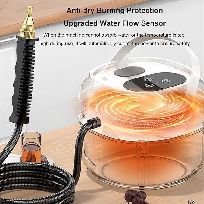 COYEUX 1500ml Water Tank High Pressure Steam Cleaner Handheld Steam Cleaner Touch Screen + 6 Adjustable Steam Levels for Home Kitchen Hood Car Cleaning