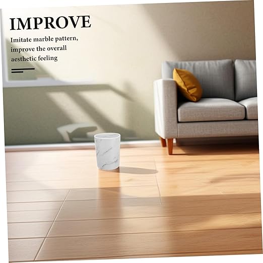 Large Swing-top Trash Can with Lid Elegant Marble Pattern Wastebasket for Bathroom Bedroom Kitchen and Office Spacious Garbage Container for Home Use