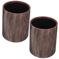 Uonlytech Imitation Wood Grain Trash Can No Lid Plastic Waste Basket Lightweight Bathroom Kitchen Indoor Garbage Bin with Elegant Vintage Design