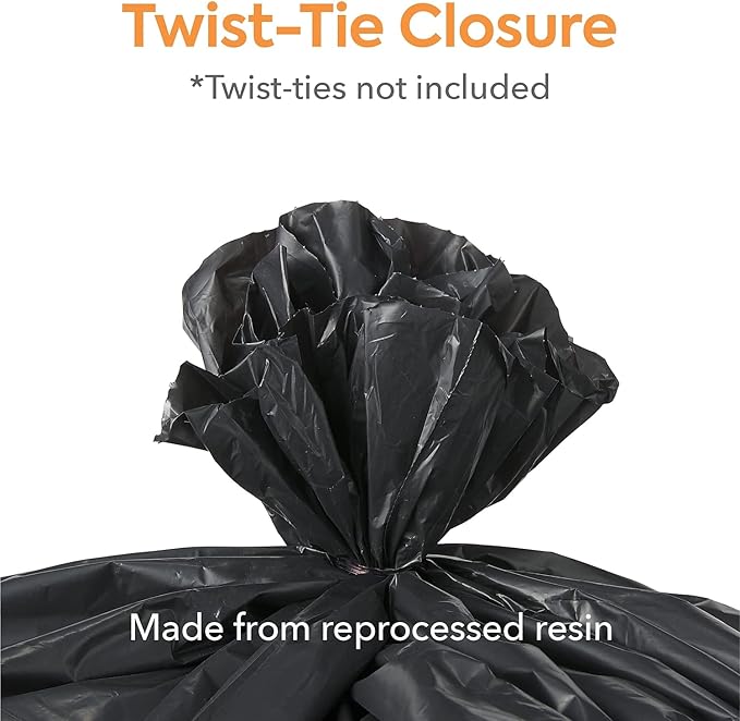 BRIGHTON Black Professional Super Heavy Recycled Content Trash Bags 40-45 Gallon 100 Bags/Box