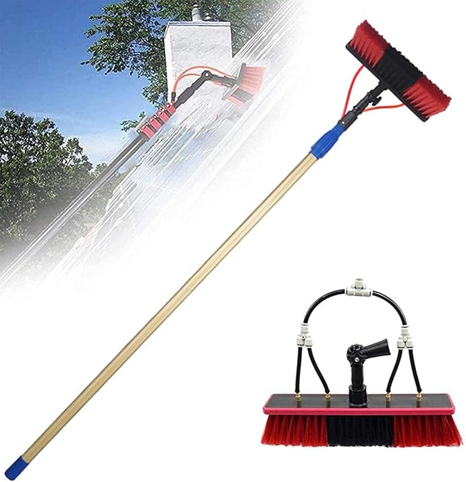 Window Cleaning Brush Window Cleaning Pole Cleaner Kit Water/Hose Fed Pole Cleaning Photovoltaic and Solar Panels/10 M Rod 30Cm Brush Head