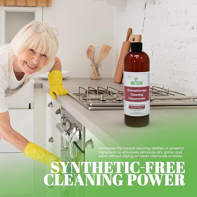 Naeterra Aromatherapy Cleaning Concentrate 16 oz - Natural All Purpose Multi Surface Cleaner - Plant Based Essential Oil Formula for Floors Glass &amp Granite - Makes 6 Gallons - Pet Safe &amp Non