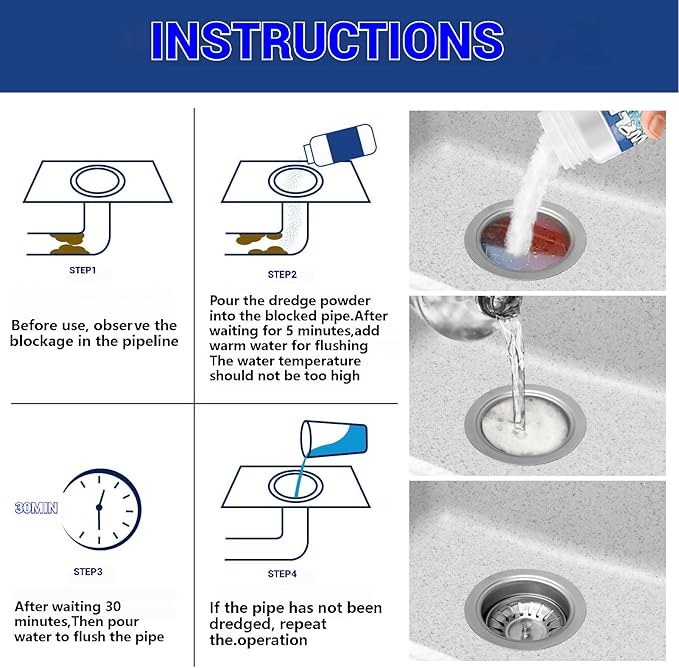 Wild Tornado Sink Drain Cleaner Powerful Sink and Drain Cleaner Powder for Kitchen and Bathroom