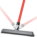 2-in-1 Silicone Rubber Broom Carpet Rake and Squeegee - Swivel Pet Hair Removal Broom with 1 Piece Long Handle - Slanted Side Bristles for Corners - Multipurpose Broom for Carpet Hardwood Floor Tile