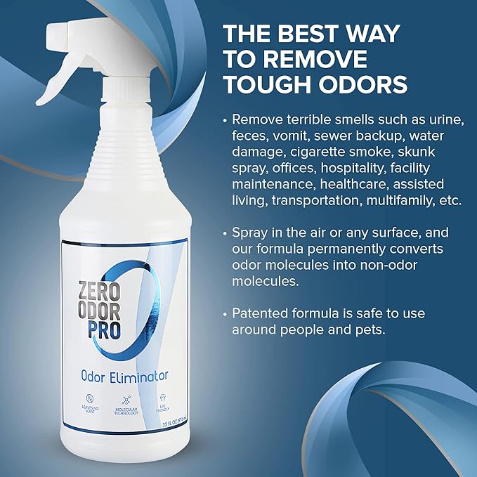 Zero Odor Pro - Commercial Strength Eliminator Odor Neutralizer Room Deodorizer Odor Eliminator Musty Smell - Strongest Odor Eliminator Trigger Spray (32-ounce)
