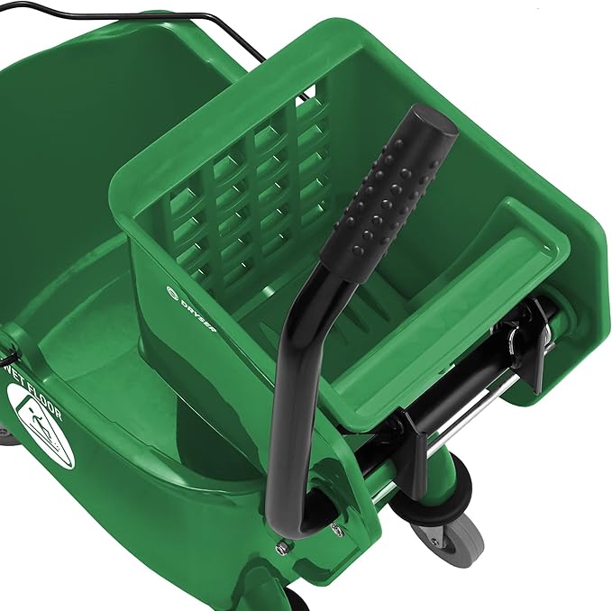 Dryser Commercial Mop Bucket with Side Press Wringer 26 Quart Green
