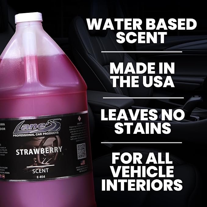 Lane's Premium Car Air Fresheners - Strawberry Scent Water Based - 128oz Eliminate Bad Odors of Pet &amp Food From Car Interior Leather Carpet Upholstery Great For Cars Trucks SUVs RVs &amp Mor