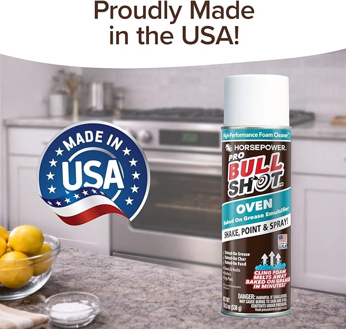 Bull Shot Oven Pro AS SEEN ON TV Cling Foam Melts Away Baked-On Grease Char &amp Food In Minutes Professional Strength Shake Point &amp Spray Made in the USA Ovens Racks Drip Pans &amp Br