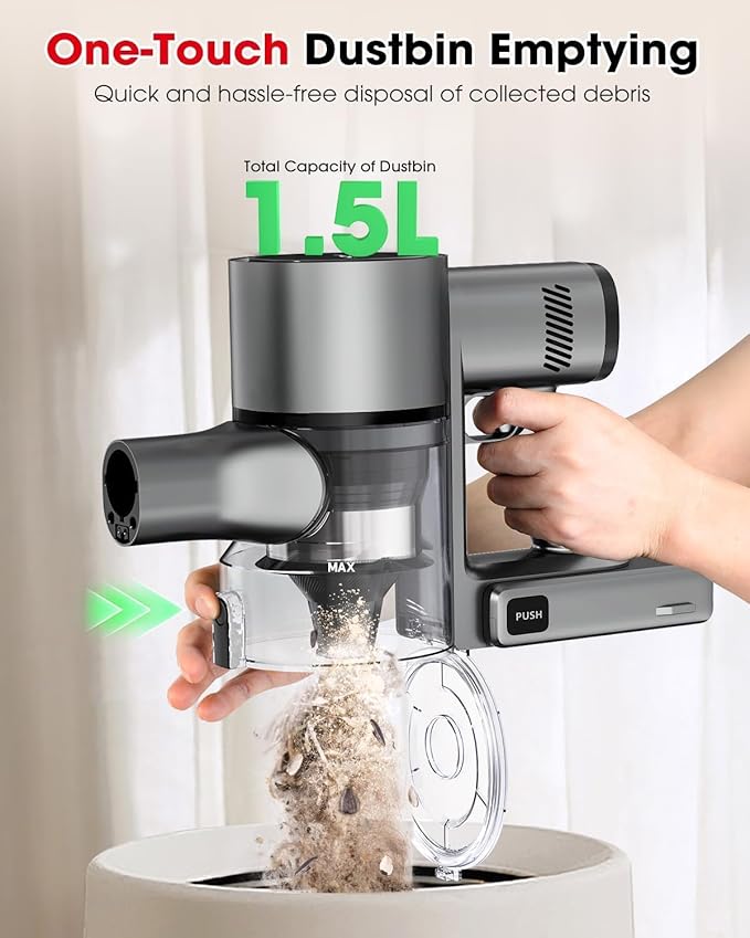 Cordless Vacuum Cleaners for Home G26 Vacuum Cleaner 45KPA Powerful Suction Up to 60 Minutes Tangle-Resistant Rechargeable Stick Vac with Wall Mount for Pet Hair Hardwood Floors