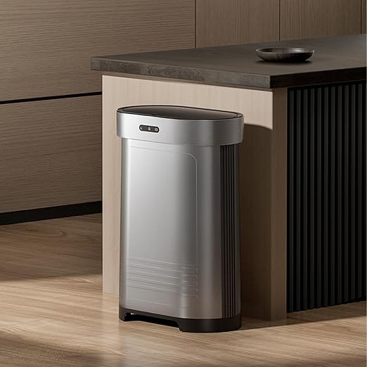 ELPHECO Stainless Steel Kitchen Trash Can 13 Gallon Motion Sensor Garbage Can Automatic Touch Free Detachable Waste Bin for Bedroom Home Office