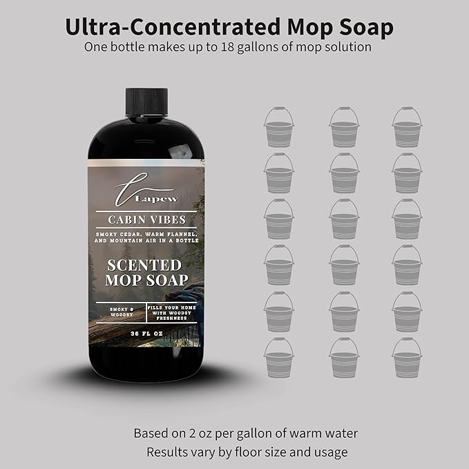 Lapew Cabin Vibes Scented Mop Soap - Luxury Floor Cleaner Concentrate for Mopping Tile Laminate Vinyl &amp Hardwood | Streak-Free Low-Foam | 36 oz