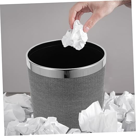 Zerodeko Retro Round Trash Can Elegant Waste Basket for Bathroom Hotel Ktv and Guesthouse Vintage Design with Removable Inner Bucket for Convenient Waste Management