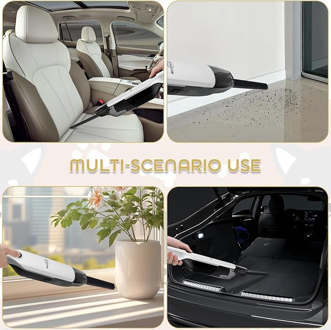 Handheld Vacuum CordlessDust Busters Cordless with Storage Dock15KPA High Power Portable Vacuum VordlessUSB Quick ChargeMini Vacuum with Multi-Nozzles &amp Washable FilterWhite