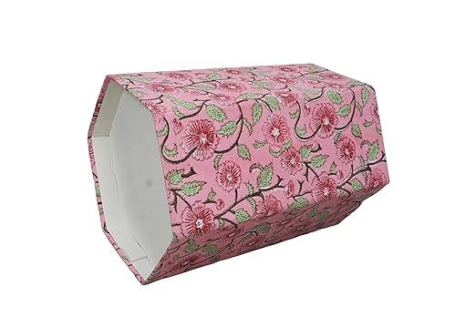 Handmade Cotton Paper Waste Basket Stylish Trash Can for Home or Office (1 Pink FLOWAR)
