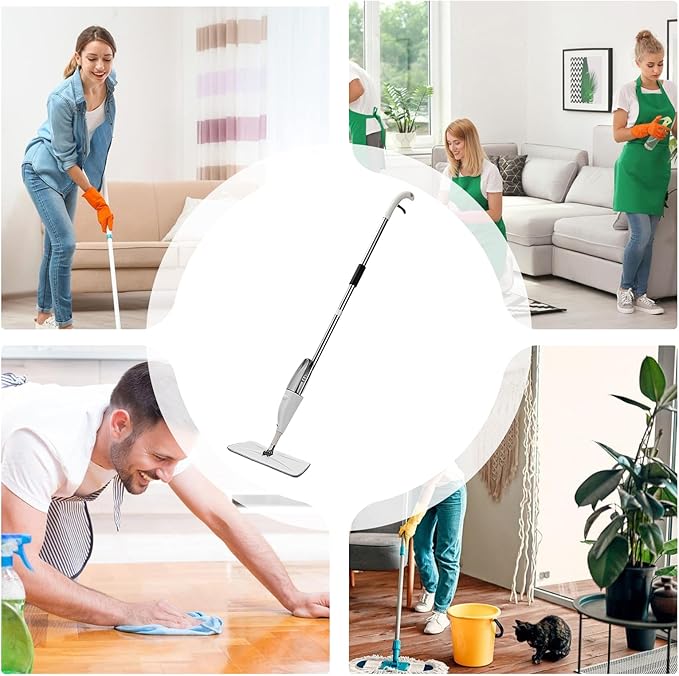 Mop with Spray – Cleaning Supplies with Refillable Bottle – Mops with Sprayer for Floor Cleaning | for Home Bedroom Living Room Apartment Office Wood Laminate Marble Floor