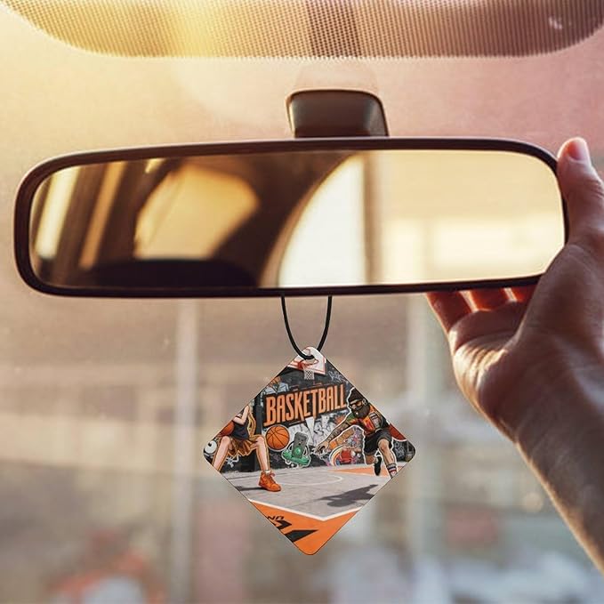 5PCS Car Air Freshener Hanging Personalized Double Sided Streetball Duel Car Fresheners Long Lasting New Cars Scents Cute Automotive Freshies for Closets Drawers (tea)