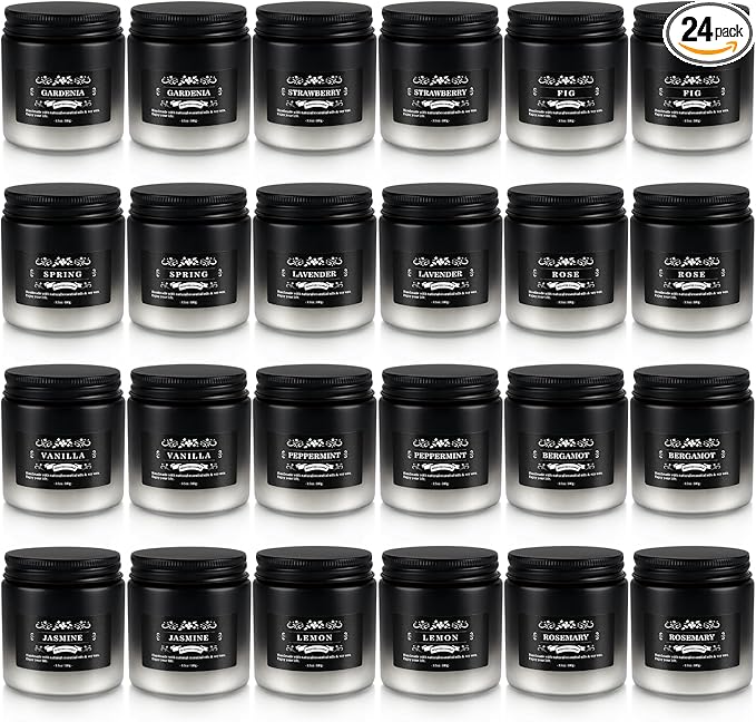 Scented Candle Set 24 Pack Black&ampWhite Candle for Home Scented Odor Eliminating Stress Relief Long Lasting Soy Wax Gift Set