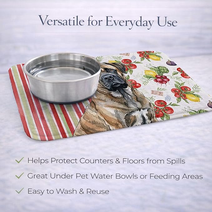 Caroline's Treasures Brindle Mastiff Vegetables Dish Drying Mat Absorbent Dish Drying Mat Pad for Kitchen Counter Dish Drainer Mat for Countertop 14 x 21 Multicolor