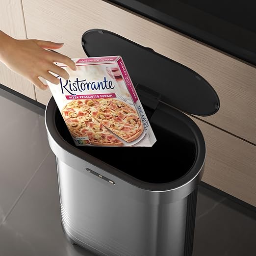ELPHECO Stainless Steel Kitchen Trash Can 13 Gallon Motion Sensor Garbage Can Automatic Touch Free Detachable Waste Bin for Bedroom Home Office