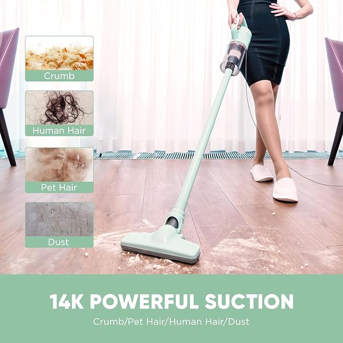Stick Vacuum Cleaner Corded Handheld Vacuum Cleaner Mini Electric Broom for Pet Hair Hardwood Floor Cat Litter Cleaning (13ft-Cord)