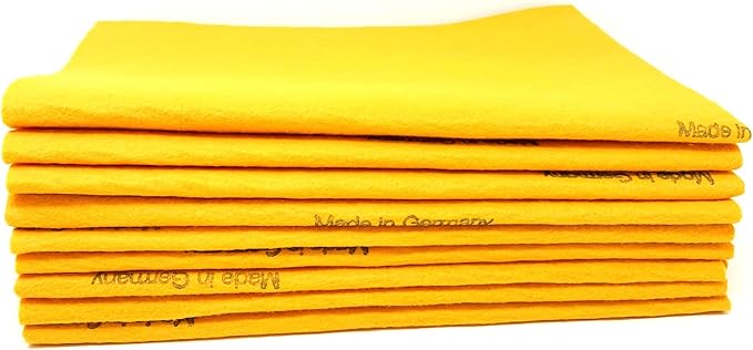 10 Pack Extra Large Original German Shammy Cloths Chamois Towels Absorbent 190g Super Shammy for Pets Parenting Tool Cleaning for Home and Commercial Use Wholesale Bulk (Orange)