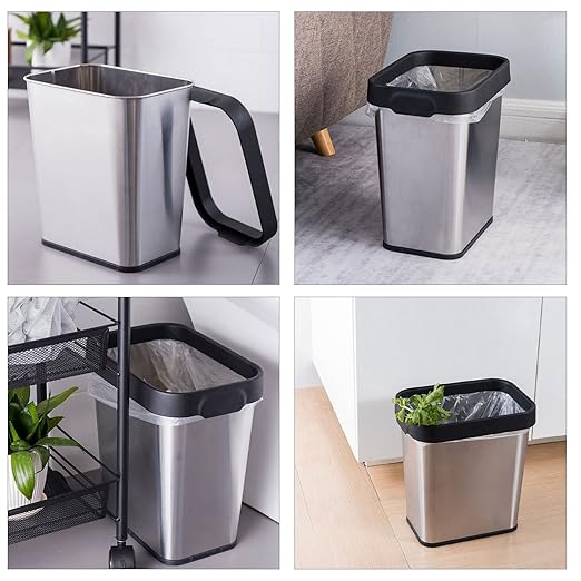 TooCust 2 Pack Stainless Steel Trash Can 2 Gallon Open Top Trash Can 7 x 10 x 11 Rectangle Rubbish Bin Slim and Narrow No Lid Small Wastebasketfor Kitchen Bathroom Living Room Office