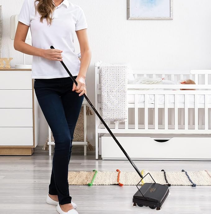 Fuller Brush 17073 Electrostatic Carpet &amp Floor Sweeper - 9 Cleaning Path - Lightweight - Ideal for Crumby Messes - Works On Carpets &amp Hard Floor Surfaces - Peach