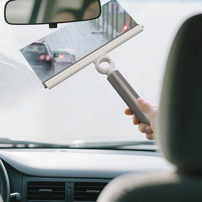 Extendable Shower Squeegee for Glass Doors Shower Squeegee with 10-Inch Silicone Blade Telescoping Handle for Windows and Shower Glass Silver