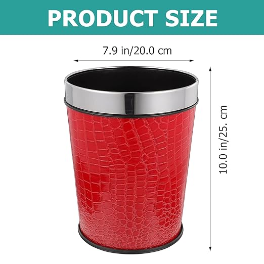 NUOBESTY Retro Trash Can 5L Small Waste Paper Basket Waste Container Bin Garbage Container for Bathroom Bedroom Office(Red)