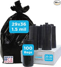 Black Trash Bag Heavy Duty 20-30 Gallon Bag for Kitchen and Bathroom Unscented 1.5 Mil Commercial Coreless Rolls Can Liner 29 x 36 Office/Industrial Use Easy-to-Use 100 Ct