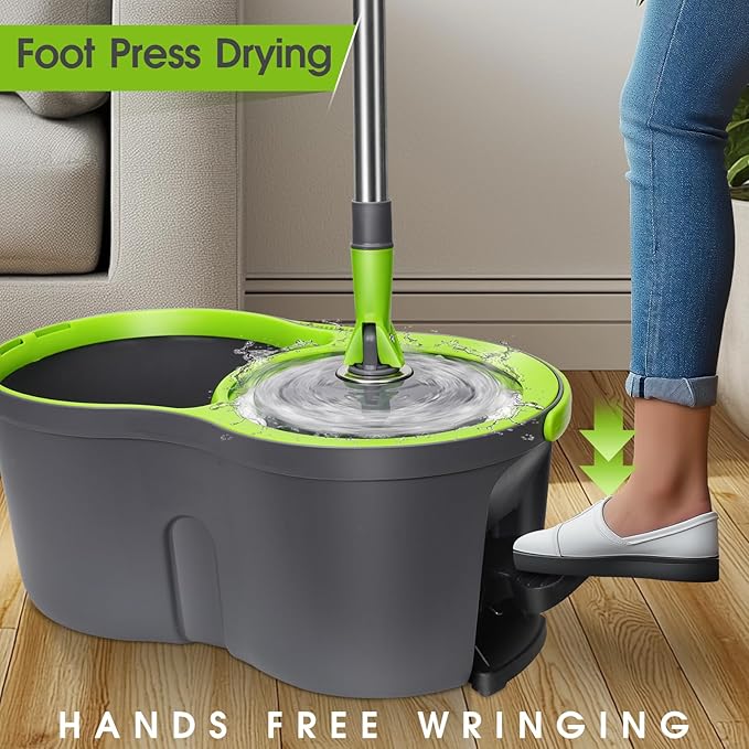 Spin Mop Bucket SystemMasthome Pedal Spin Mop and Bucket with Wringer SetEasyWring Microfiber Mop with 3 Mop Pads360°Spinning Floor Cleaning System - Home &amp Office Suitable