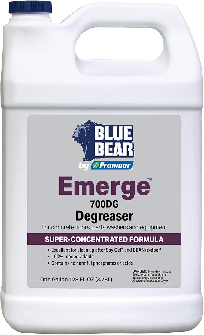 BLUE BEAR 700DG: Emerge Degreaser – Low-Odor Biodegradable Cleaner Removes Oil Grease Dirt &amp Grime from Concrete Tile Wood Stone &amp Tools – Safe for Heavy-Duty &amp Everyday Cleaning – 1
