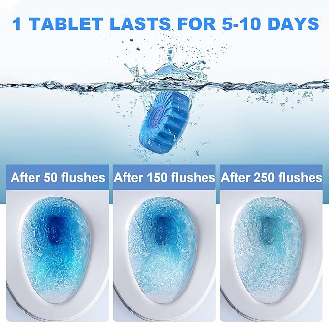 CHMI 100 Pack Toilet Bowl Cleaner Tablets Long-lasting Bathroom Toilet Tank Cleaner.(Blue)
