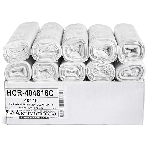 Aluf Plastics 45 Gallon Clear Trash Bags 40 x 48 - 16 Micron Equivalent High Density Value Garbage Bags HCR-404816C (Pack of 1 250 Count Total)